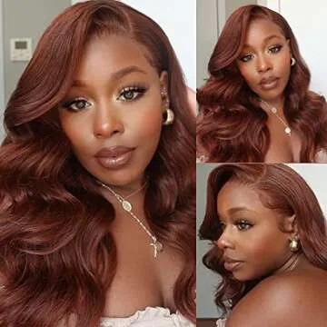 UNICE 12A Reddish Brown 13x4 Lace Front Wigs Human Hair 180% Density Bleached Knots for Women Body Wave Copper Red Glueless Human Hair Frontal Wigs Pre Plucked with Baby Hair 18 inch