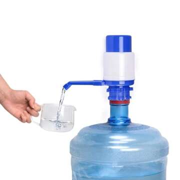 Water Bottles Pump Blue Manual Hand Pressure Drinking Fountain Pressure Pump Water Press Pump with an Extra Short Tube and Cap Fits Most 5 Gallon Water Dispenser