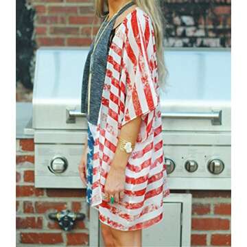 Stylish American Flag Kimono Cover Up for Women