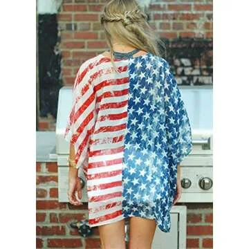 Stylish American Flag Kimono Cover Up for Women