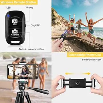 Lightweight 50-inch Extendable Phone Tripod for All