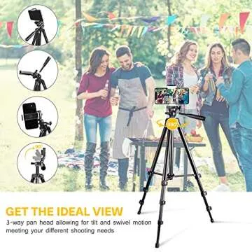 Lightweight 50-inch Extendable Phone Tripod for All