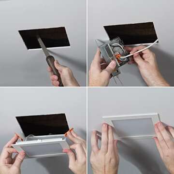 HALO HLB 6 Inch Square Canless Ultra-Thin Recessed Lighting LED Wafer Light for Ceiling and Shower 975 Lumens 5 Color Temperatures Wet Rated UL & FCC Certified Energy Star for Residential dimmers