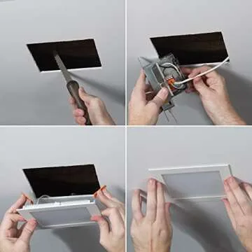 HALO HLB 6 Inch Square Canless Ultra-Thin Recessed Lighting LED Wafer Light for Ceiling and Shower 975 Lumens 5 Color Temperatures Wet Rated UL & FCC Certified Energy Star for Residential dimmers