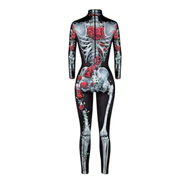 Stylish Skeleton Print Halloween Costume Jumpsuit for Women