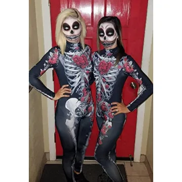 Stylish Skeleton Print Halloween Costume Jumpsuit for Women