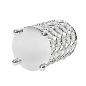 Elegant Designs HG1001-CHR Elipse Crystal Decorative Flower Vase, Candle Holder, Wedding Centerpiece, Makeup Brush or Pen Organizer Cup, 5 Inch, Chrome