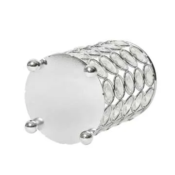 Elegant Designs HG1001-CHR Elipse Crystal Decorative Flower Vase, Candle Holder, Wedding Centerpiece, Makeup Brush or Pen Organizer Cup, 5 Inch, Chrome