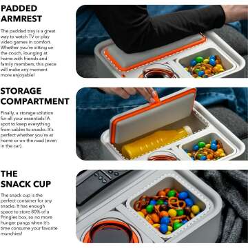 CouchConsole Cup Holder Tray - Sofa Drink & Snack Organizer