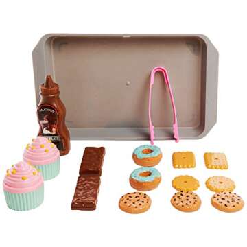 Toy Chef 16-Piece Pretend Food Play Set for Children - Donuts, Cupcakes, Cookies, Baking Accessories...