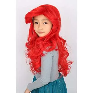 Topcosplay Kids Red Long Wig for Princess Cosplay