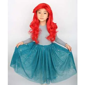 Topcosplay Kids Red Long Wig for Princess Cosplay