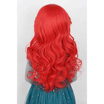 Topcosplay Kid Girls Wig Red Long Wavy Child Wig Halloween Costume Princess Cosplay Wigs