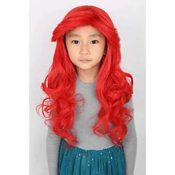 Topcosplay Kids Red Long Wig for Princess Cosplay