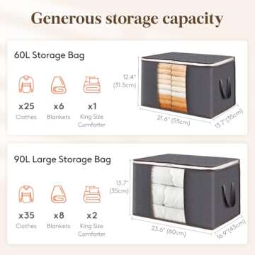 Lifewit 6 Pack Clothes Storage, Foldable Storage and Organization, Storage Bins with Lids, Blanket S...