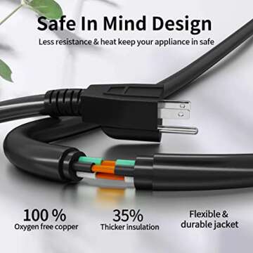 POWGRN 50 FT 16/3 Black Indoor Outdoor Extension Cord Waterproof, 3 Prong Flexblie SJTW Cold Weatherproof -50°C Appliance Extension Cord 13 AMP 1625W 16AWG Heavy Duty Electric Cable, ETL Listed