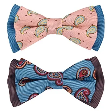 Blueberry Pet Gift Box with Pack of 2 Handmade Dog Cat Bow Tie, Paisley Fave Designer Bowtie Set, 4" * 2.5"