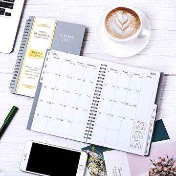 2021 Planner - Jan - Dec 2021, Weekly & Monthly Planner with Flexible Cover, 6.25" x 8.3", Strong Twin - Wire Binding, Round Corner, Improving Your Time Management Skill