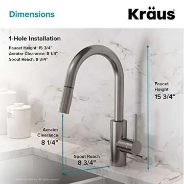 KRAUS Oletto Single Handle Pull Down Kitchen Faucet with QuickDock Top Mount Installation Assembly in Spot Free Stainless Steel, KPF-2620SFS