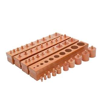 Adena Montessori Cylinder Block (Set of 4)-Montessori Educational Wooden Toy for Fine Motor Skills, ...
