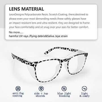 LeonDesigns Anti-Fog Blue Light Blocking Safety Glasses