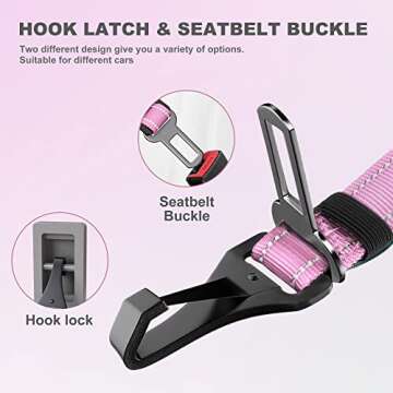 IOKHEIRA Dog Seatbelt, Updated Dog Seat Belt, Adjustable Dog Seatbelt Harness, Reflective Bungee Dog...
