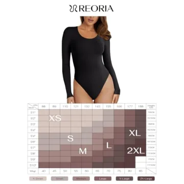 REORIA Women's Long Sleeve Bodysuit For Layering 2024