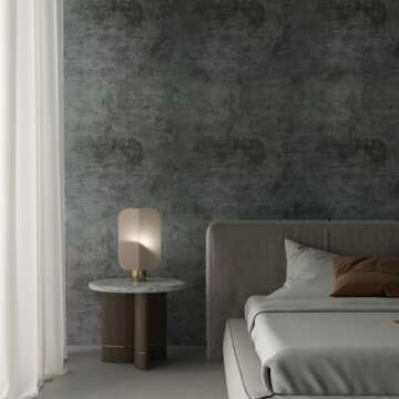 Gray Concrete Contact Matte Thick Textured Grey Cement Wallpaper Peel Stick Countertop Contact Paper...