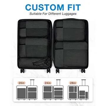 BAGSMART Compression Packing Cubes for Travel, 6 Set Travel Packing Cubes for Carry on Suitcases, Compression Travel Cubes & Suitcase Organizer for Packing with Shoe Bag Black