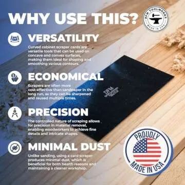 DFM Tool Works Rectangle Card Scraper - Precision Cabinet Multi-use Scraper for Woodworking, Wood Fine Finishers, Glue Scraper, Quality Handcrafted Card Shaping Tool - Made in USA, 1 Quantity - Blue