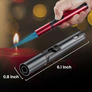 Urgrette 2 Pack Butane Torch Lighter, 6-inch Refillable Pen Lighter Adjustable Jet Flame Butane Ligh...