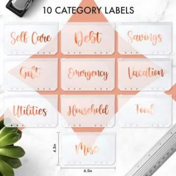 SOUL MAMA Budget Binder with Zipper Envelopes - Glitter Money Organizer for Cash, A6 Binder Cash Envelopes for Budgeting, Money Saving Binder with Rose Gold Pre-Printed Stickers