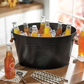 mDesign Large Metal Beverage Tub Cooler for Parties, 4.75 Gallons
