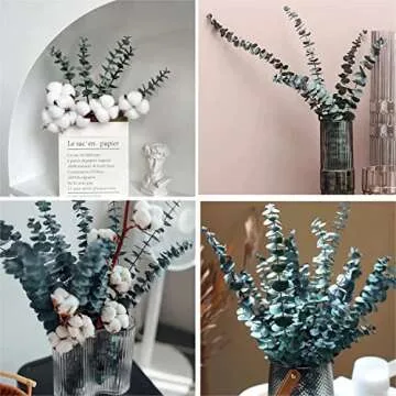 20 Pack Natural Dried Eucalyptus Bundle,17 inch/45cm Preserved Fresh Eucalyptus Branches Greenery Plants for Natural Aromatherapy to Your Shower,Also for Flower Arrangements Wedding Home Decor