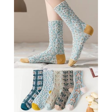 Shop Floral Embroidery Crew Socks for Women - 5 Pack