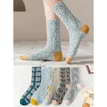 Shop Floral Embroidery Crew Socks for Women - 5 Pack