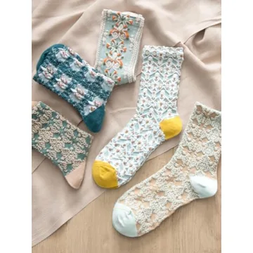 Shop Floral Embroidery Crew Socks for Women - 5 Pack