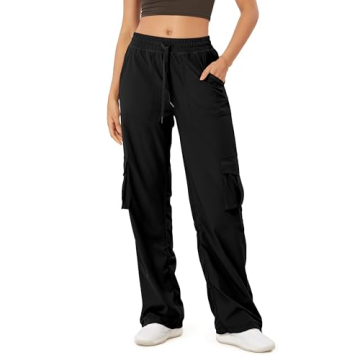 ODODOS Stretch Woven Relaxed Cargo Pants for Women Cinchable Hems Lightweight Casual Sweatpants with...