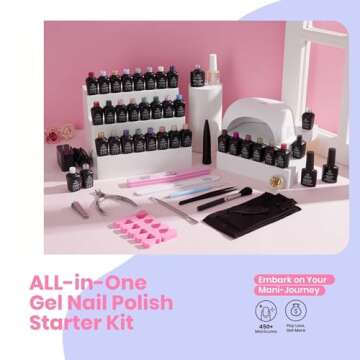 Beetles Gel Nail Polish Kit with Uv Light 53Pcs Gel Starter Kit Spring Gel Polish 32 Colors Pink Burgundy Red Glitter Gel Polish Set with Builder Blooming Gel Manicure Kit Gifts for Women