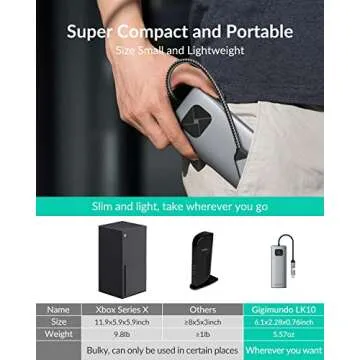 GiGimundo LK10 DisplayLink Docking Station Dual Monitor 4K 60Hz for M1/M2/M3 MacBook Air/Pro, Portable DisplayLink Adapter with 3xUSB3.2 Port, 2xHDMI, 2xDP, PD100W, Ethernet, Audio, Gray