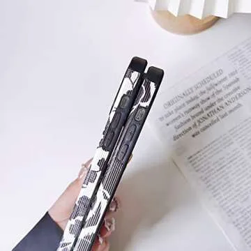 INJPCUCA Designed for iPhone 14 Pro Max Case Cute Wave Pattern Design Black Protective Case for Women Girls PU Leather Silicone Slim Shockproof Cover for iPhone 14 Pro Max 6.7", Beige White