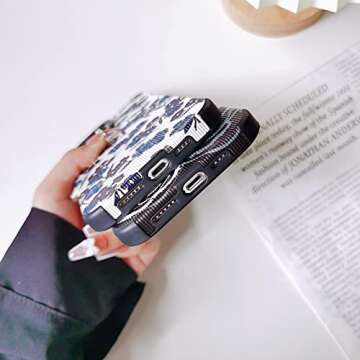 INJPCUCA Designed for iPhone 14 Pro Max Case Cute Wave Pattern Design Black Protective Case for Women Girls PU Leather Silicone Slim Shockproof Cover for iPhone 14 Pro Max 6.7", Beige White