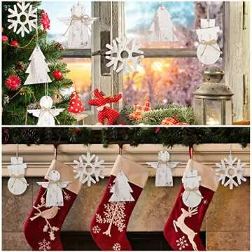 Blulu 24 Mixed Wooden Angel Ornaments for Christmas Decor