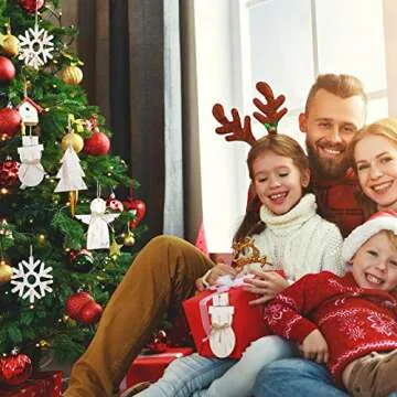 Blulu 24 Mixed Wooden Angel Ornaments for Christmas Decor