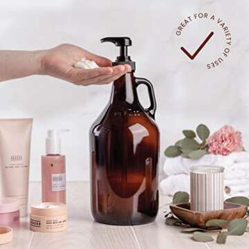 Stylish 64 oz Glass Pump Dispenser Bottles - Kitchentoolz