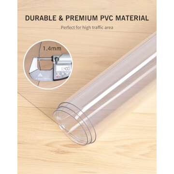 FURKIT Area Mat for Hard Floors, 5'×7' Transparent PVC Area Rug for Home, Waterproof Durable Protector for Dining Room, Kitchen, Living Room, Large No-Slip Baby Play Mat for Floor, Pet Litter Mat