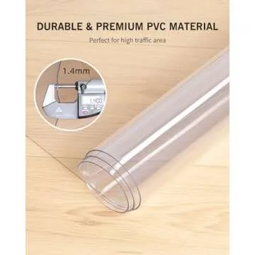 FURKIT Area Mat for Hard Floors, 5'×7' Transparent PVC Area Rug for Home, Waterproof Durable Protector for Dining Room, Kitchen, Living Room, Large No-Slip Baby Play Mat for Floor, Pet Litter Mat