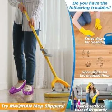MAQIHAN 10 Mop Slippers for Floor Cleaning - Size 8 Mop Socks Women Mopping Cleaning Socks Feet Foot Mopping Slippers Dusting Slippers Dust Mopping Shoes Washable Microfiber Moppers Slippers (5 Pairs)