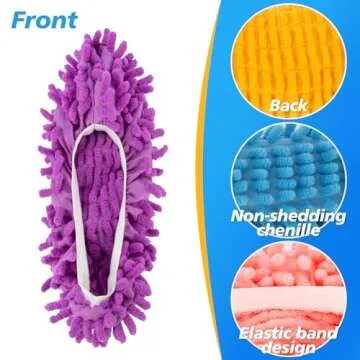 MAQIHAN 10 Mop Slippers for Floor Cleaning - Size 8 Mop Socks Women Mopping Cleaning Socks Feet Foot Mopping Slippers Dusting Slippers Dust Mopping Shoes Washable Microfiber Moppers Slippers (5 Pairs)