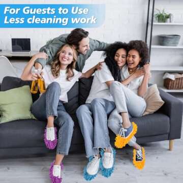 MAQIHAN 10 Mop Slippers for Floor Cleaning - Size 8 Mop Socks Women Mopping Cleaning Socks Feet Foot Mopping Slippers Dusting Slippers Dust Mopping Shoes Washable Microfiber Moppers Slippers (5 Pairs)